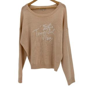 Beachly × Goldfish Kiss Tropical Vibes Embroidered Knit Sweater Pale Peach Small
